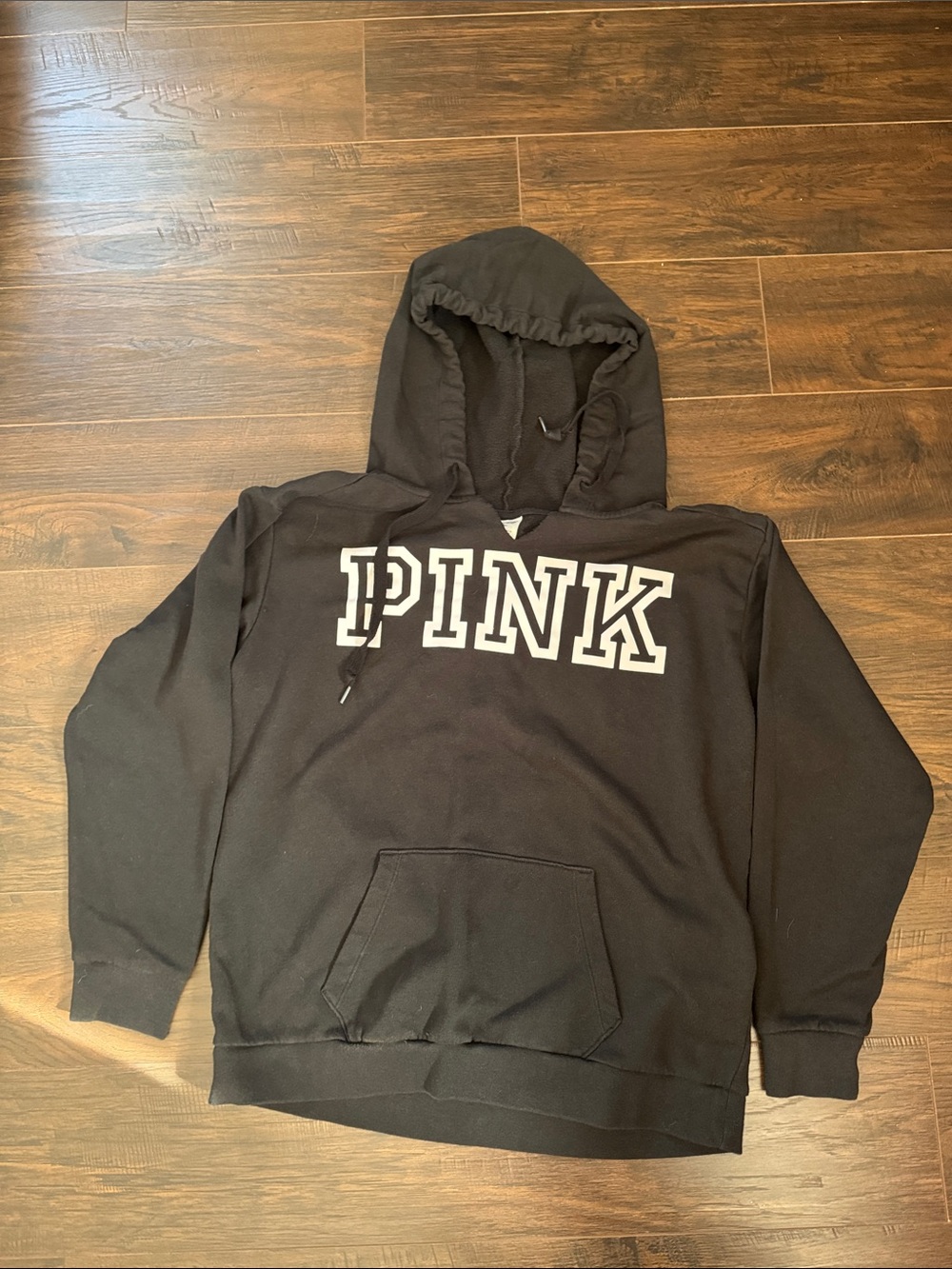 PINK Victoria's Secret women’s  Black Hoodie with White Varsity Logo